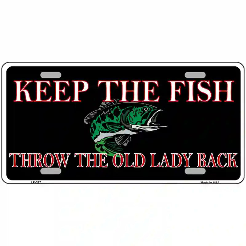 Keep the Fish Metal Novelty License Plate 24" x 12" (LLP)