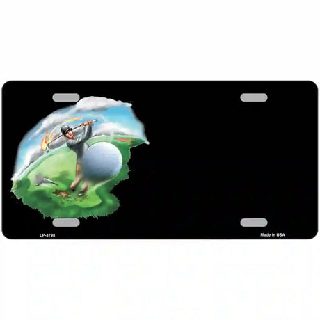 Golfer Golf ball Offset Metal Novelty License Plate 24" x 12" (LLP)