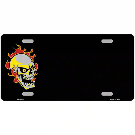 Flaming Skull Offset Metal Novelty License Plate 24" x 12" (LLP)