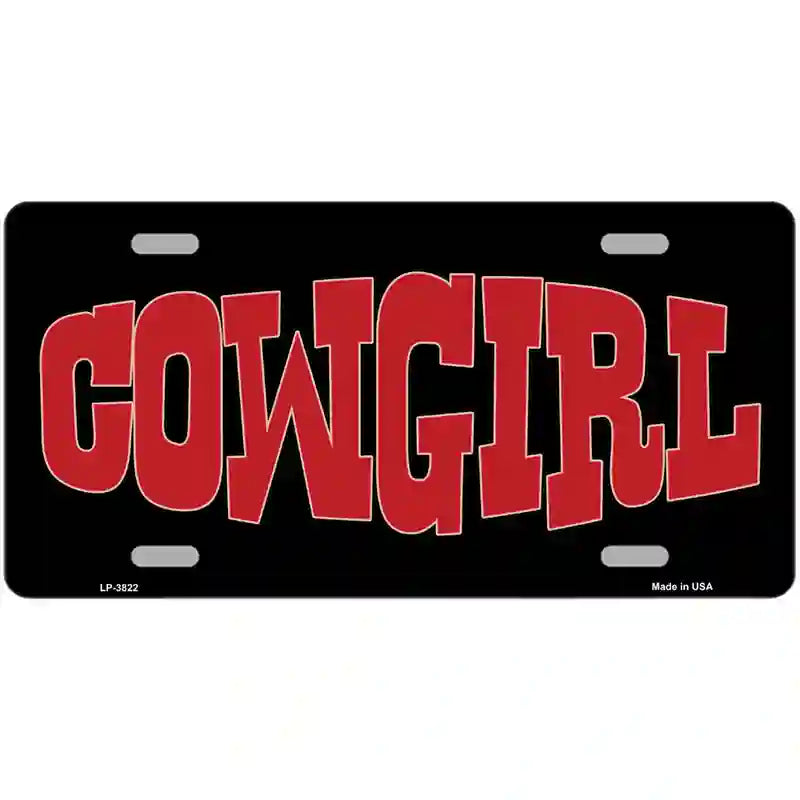 Cowgirl Red Metal Novelty License Plate 24" x 12" (LLP)