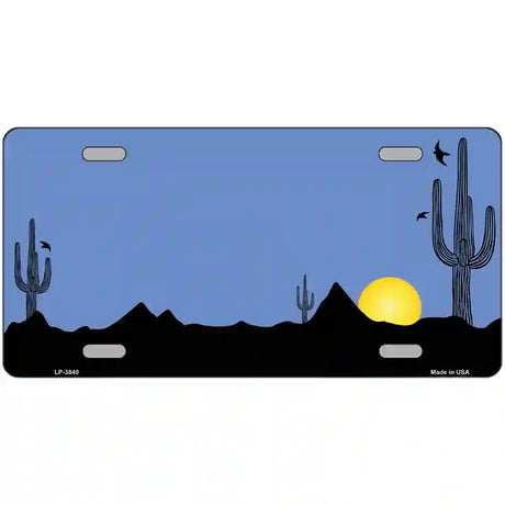 Southwest Cactus Sunrise Blue Metal Novelty License Plate 24" x 12" (LLP)