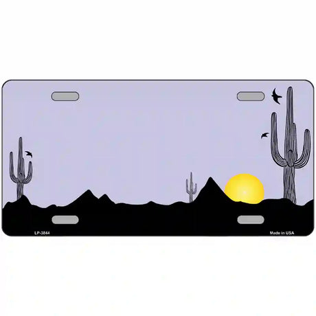 Southwest Cactus Sunrise Purple Metal Novelty License Plate 24" x 12" (LLP)