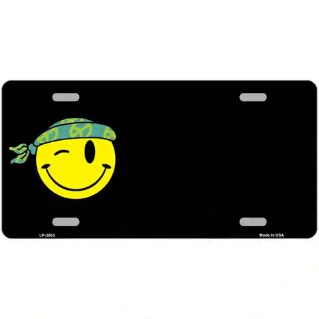 Winking Peace Smiley Offset Metal Novelty License Plate 24" x 12" (LLP)