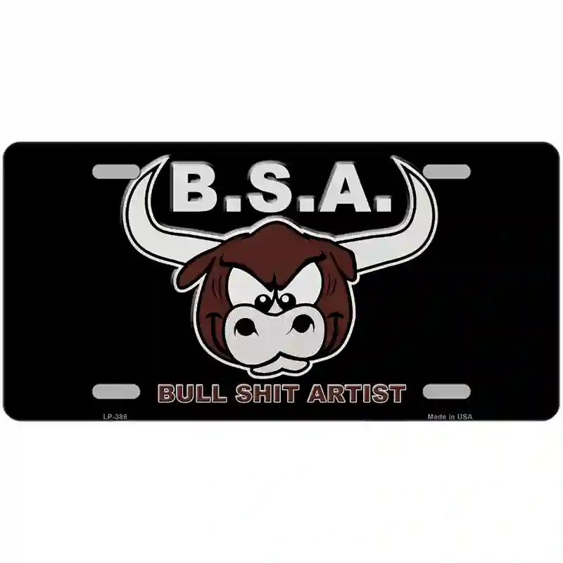 Bull Shit Artist Metal Novelty License Plate 24" x 12" (LLP)