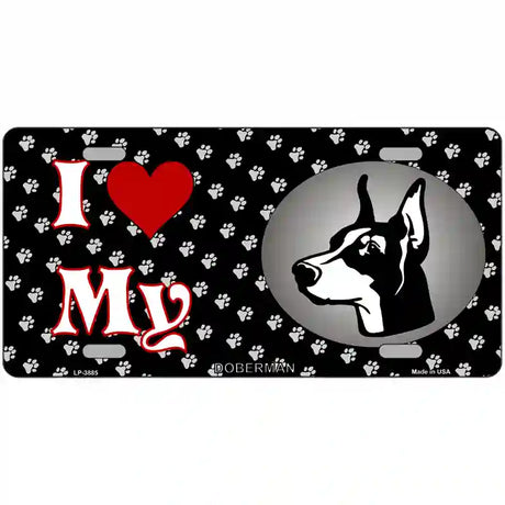 I Love My Doberman Metal Novelty License Plate 24" x 12" (LLP)