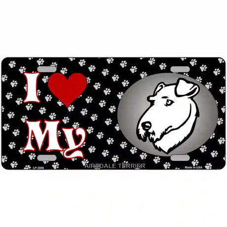 I Love My Airedale Terrier Metal Novelty License Plate 24" x 12" (LLP)