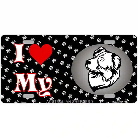 I Love My Australian Shepherd Metal Novelty License Plate 24" x 12" (LLP)