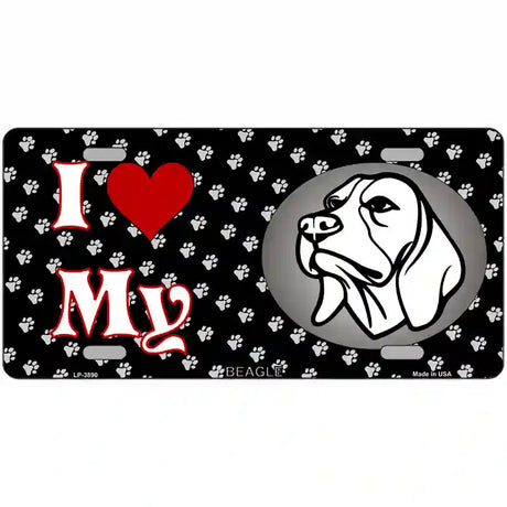 I Love My Beagle Dog Metal Novelty License Plate 24" x 12" (LLP)