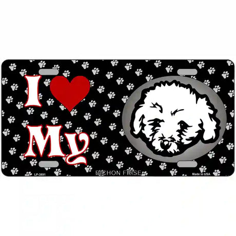 I Love My Bichon Frise Metal Novelty License Plate 24" x 12" (LLP)