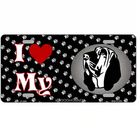 I Love My Bloodhound Metal Novelty License Plate 24" x 12" (LLP)