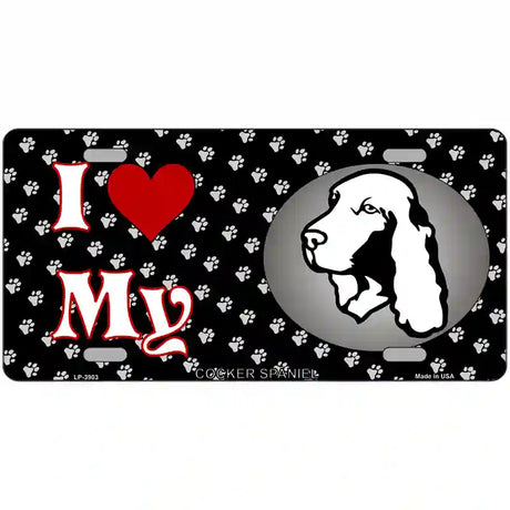 I Love My Cocker Spaniel Metal Novelty License Plate 24" x 12" (LLP)