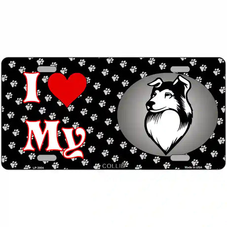 I Love My Collie Metal Novelty License Plate 24" x 12" (LLP)