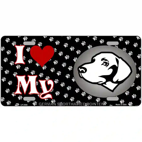 I Love My German Shorthaired Metal Novelty License Plate 24" x 12" (LLP)