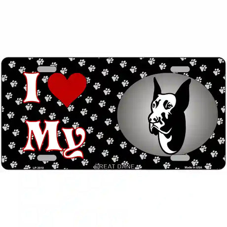 I Love My Great Dane Metal Novelty License Plate 24" x 12" (LLP)