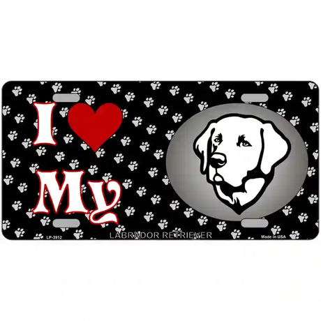 I Love My Labrador Retriever Metal Novelty License Plate 24" x 12" (LLP)