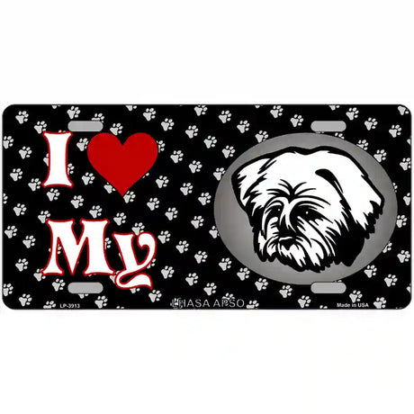 I Love My Lhasa Apso Metal Novelty License Plate 24" x 12" (LLP)