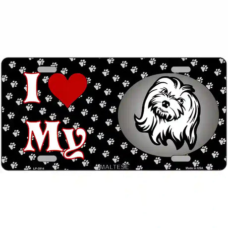 I Love My Maltese Metal Novelty License Plate 24" x 12" (LLP)