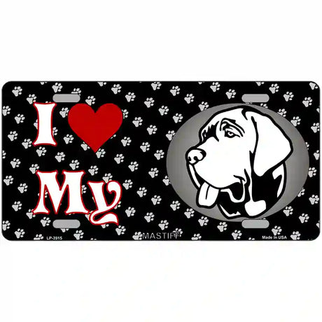 I Love My Mastiff Metal Novelty License Plate 24" x 12" (LLP)