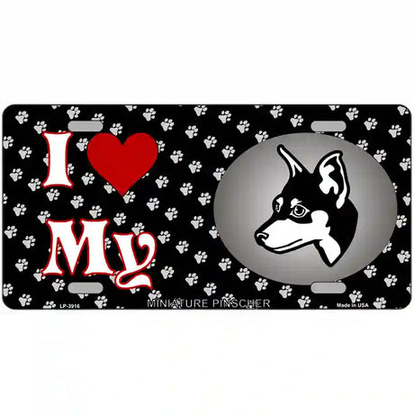 I Love My Miniature Pinscher Metal Novelty License Plate 24" x 12" (LLP)