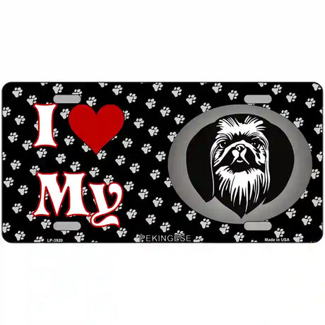 I Love My Pekingese Metal Novelty License Plate 24" x 12" (LLP)