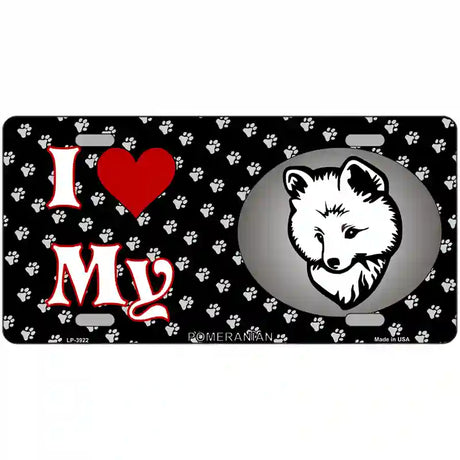 I Love My Pomeranian Metal Novelty License Plate 24" x 12" (LLP)