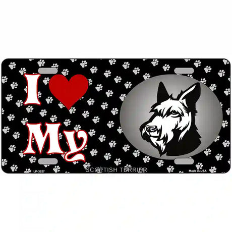 I Love My Scottish Terrier Metal Novelty License Plate 24" x 12" (LLP)