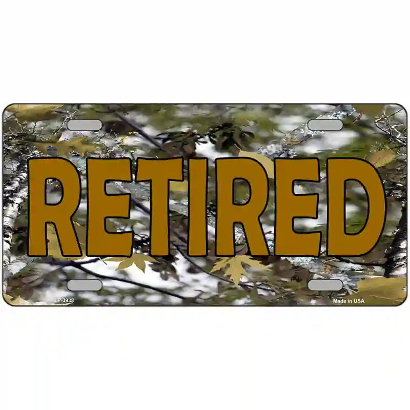 Retired Camouflage Metal Novelty License Plate 24" x 12" (LLP)