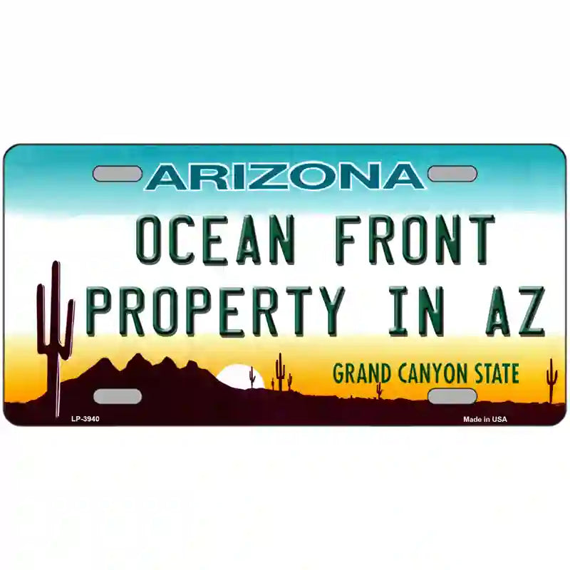 Ocean Front Property Novelty Metal License Plate 24" x 12" (LLP)