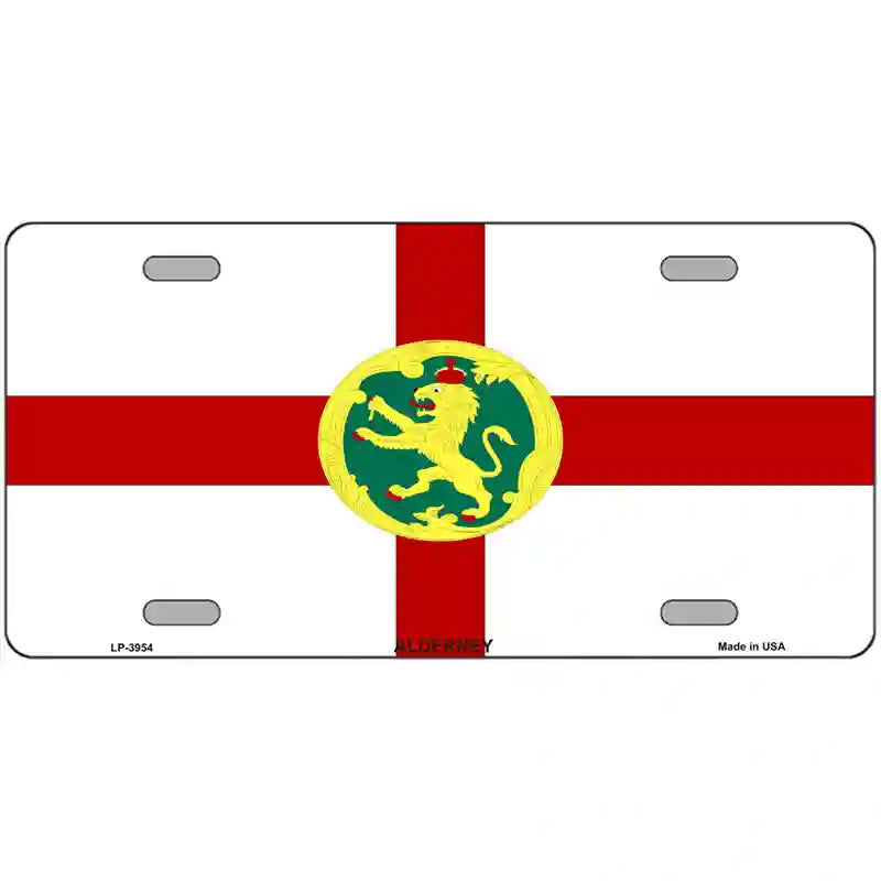 Alderney Flag Metal Novelty License Plate 24" x 12" (LLP)