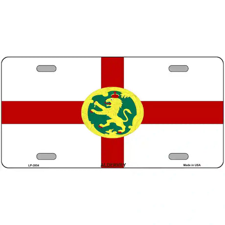 Alderney Flag Metal Novelty License Plate 24" x 12" (LLP)