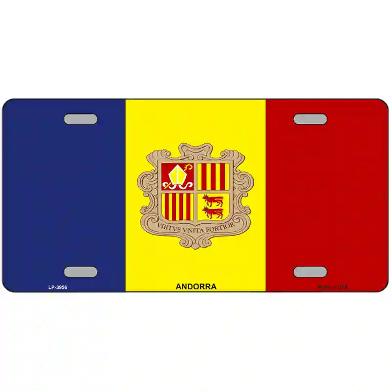 Andorra Flag Metal Novelty License Plate 24" x 12" (LLP)