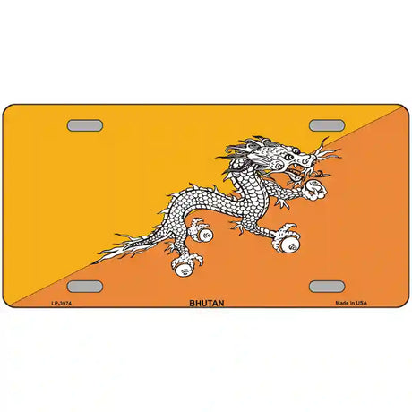 Bhutan Flag Metal Novelty License Plate 24" x 12" (LLP)