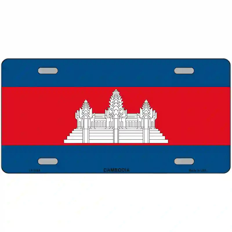 Cambodia Flag Metal Novelty License Plate 24" x 12" (LLP)