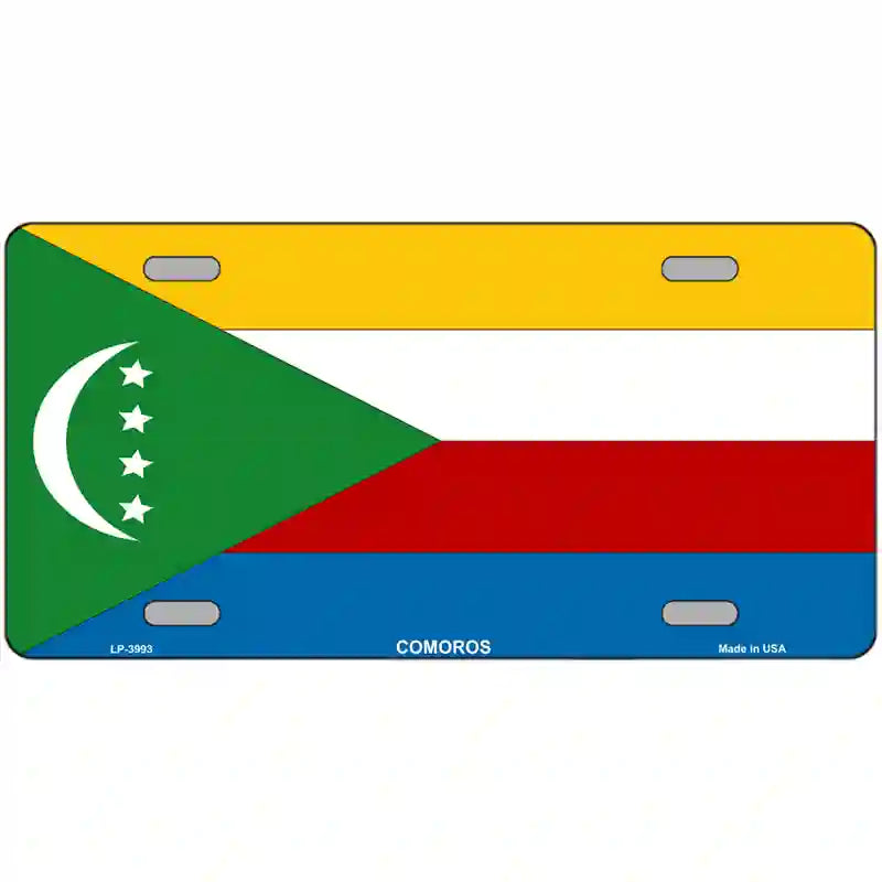 Comoros Flag Metal Novelty License Plate 24" x 12" (LLP)