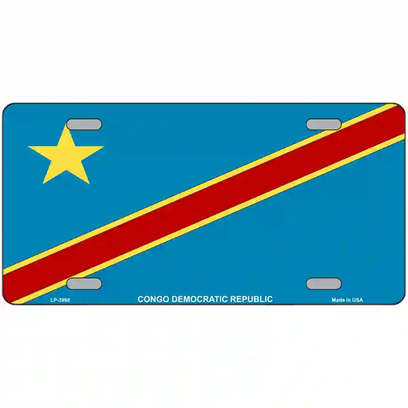 Congo Democratic Republic Flag Metal Novelty License Plate 24" x 12" (LLP)