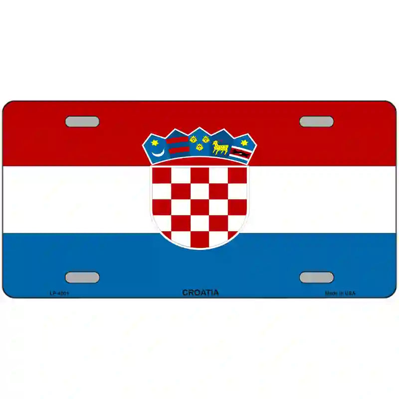 Croatia Flag Metal Novelty License Plate 24" x 12" (LLP)