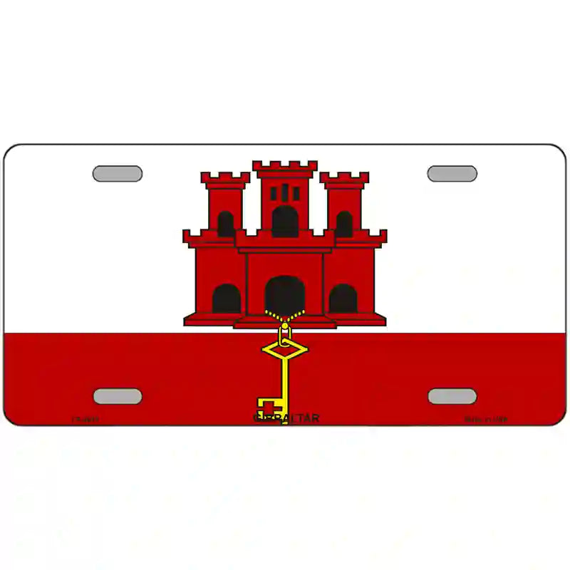 Gibraltar Flag Metal Novelty License Plate 24" x 12" (LLP)