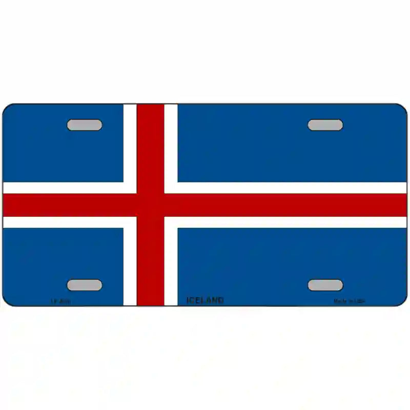 Iceland Flag Metal Novelty License Plate 24" x 12" (LLP)