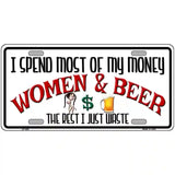 Money On Women And Beer Metal Novelty License Plate 24" x 12" (LLP)