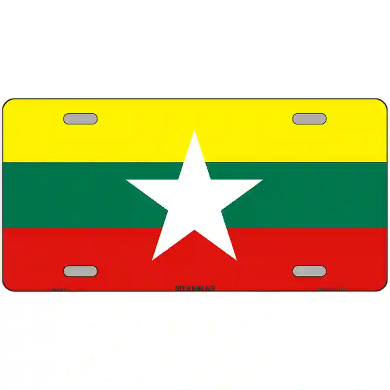 Myanmar Flag Metal Novelty License Plate 24" x 12" (LLP)