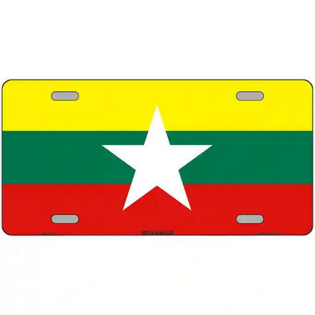 Myanmar Flag Metal Novelty License Plate 24" x 12" (LLP)