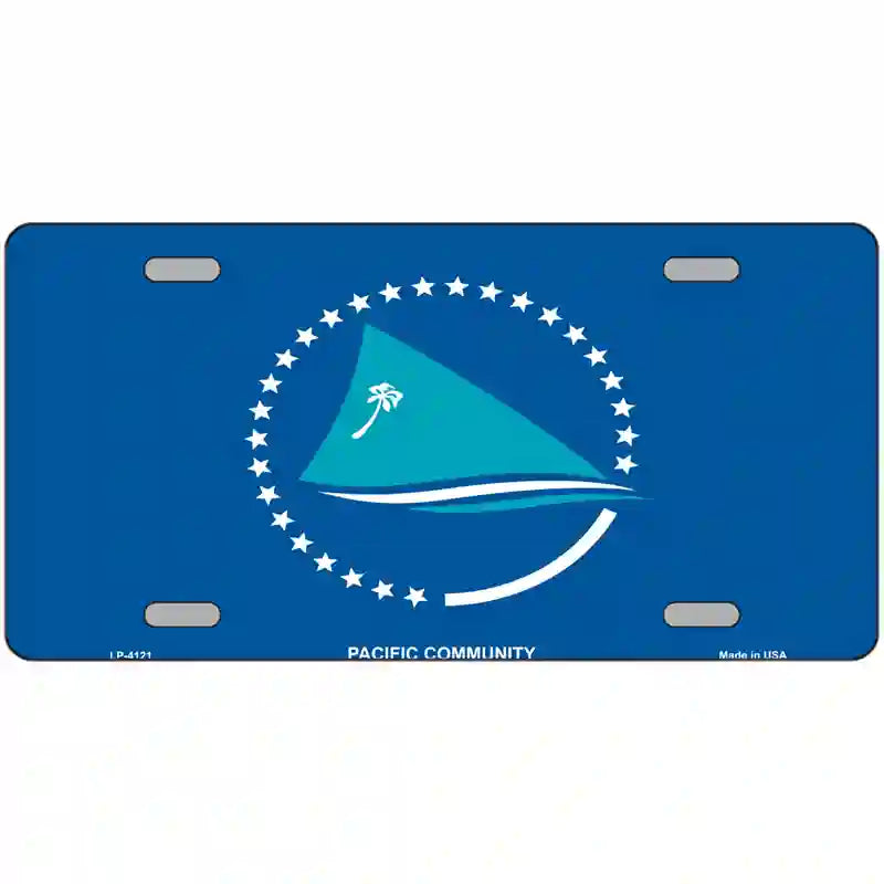 Pacific Community Flag Metal Novelty License Plate 24" x 12" (LLP)