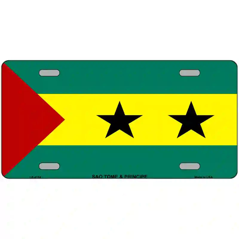 Sao Tome And Principe Flag Metal Novelty License Plate 24" x 12" (LLP)