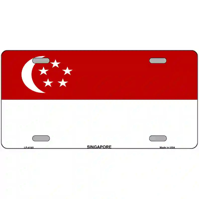 Singapore Flag Metal Novelty License Plate 24" x 12" (LLP)