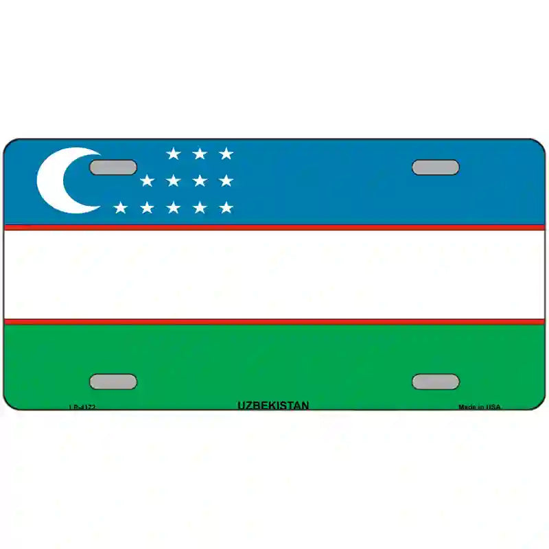 Uzbe Kistan Flag Metal Novelty License Plate 24" x 12" (LLP)