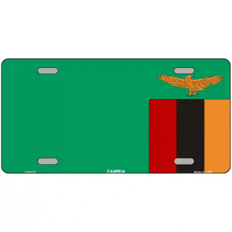 Zambia Flag Metal Novelty License Plate 24" x 12" (LLP)