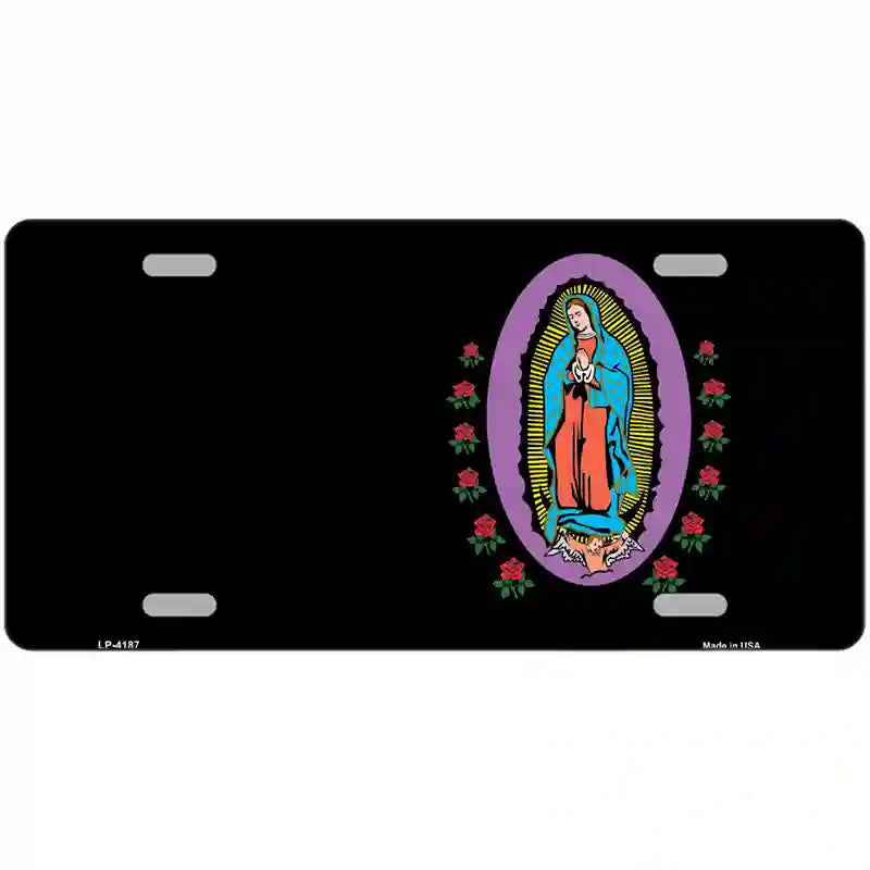 Virgin Mary Black Metal Novelty License Plate 24" x 12" (LLP)