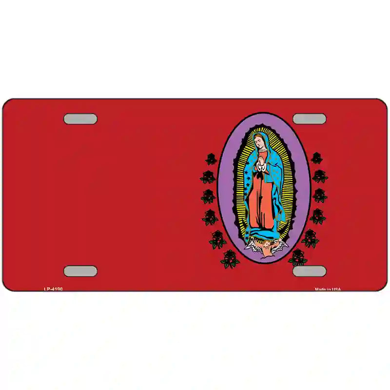 Virgin Mary Red Metal Novelty License Plate 24" x 12" (LLP)