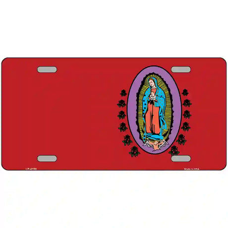 Virgin Mary Red Metal Novelty License Plate 24" x 12" (LLP)