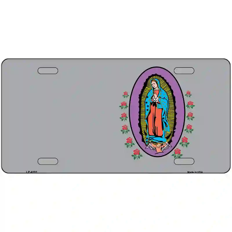 Virgin Mary Gray Metal Novelty License Plate 24" x 12" (LLP)